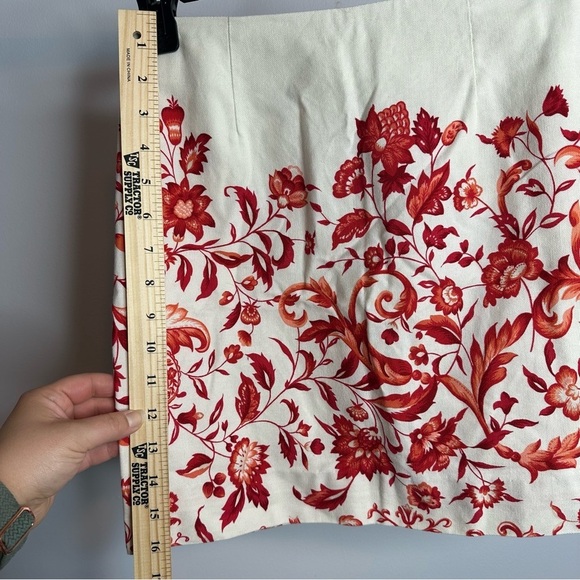 Talbots Skirt Womens Sz 2 Petites Orange Floral Cream Pencil Career - Picture 4 of 9